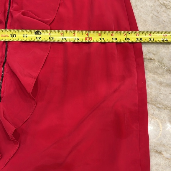 Laundry by Shelli Segal Hot Pink Sheath Dress – Ruffle Detail & Front Zip‎ | 8 - Picture 8 of 12